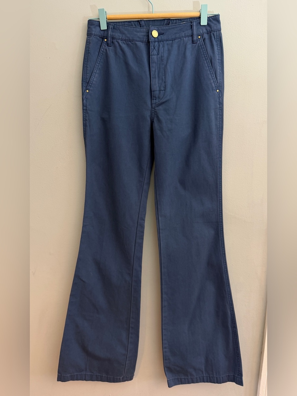 *New* Tory Burch High Rise Wide Leg Trousers in Harbor Blue, Size 25 Long